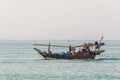 View of a dhow ship on an open sea in Kuwait Royalty Free Stock Photo