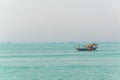 View of a dhow ship on an open sea in Kuwait Royalty Free Stock Photo