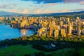 View from Diamond Head Crater on Honolulu at sunrise Royalty Free Stock Photo