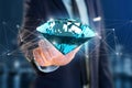 Diamond shinning in front of connections - 3d render Royalty Free Stock Photo