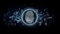 Digirtal figerprint identification and binary code 3d rendering Royalty Free Stock Photo