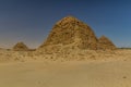 View of dilapidated pyramids of Nuri in the desert near Karima town, Sud Royalty Free Stock Photo