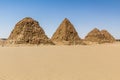 View of dilapidated pyramids of Nuri in the desert near Karima town, Sud Royalty Free Stock Photo