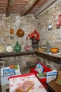 View of a dining room with old objects in a Catalan farmhouse Royalty Free Stock Photo