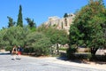 View of Dionysiou Areopagitou street under the slopes of Acropolis