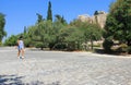 View of Dionysiou Areopagitou street under the slopes of Acropolis