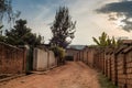 View of a dirt road between houses in Nyamirambo, an outlying su