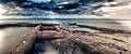 View of the dirty beach of guanabo in cuba Royalty Free Stock Photo