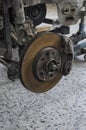 Disc brake of a crashed car Royalty Free Stock Photo