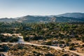 View of distant mountains from Vasquez Rocks County Park, in Agu