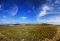 View of distant planet system from landscape