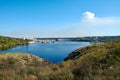 View of the Dneproges dam from the Khortytsya island Royalty Free Stock Photo