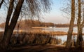 View of the Dnieper river in Kiev, Ukraine, in winter Royalty Free Stock Photo