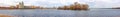 A view of the Dnieper river and Obolonska Naberezhna in Kiev, Ukraine Royalty Free Stock Photo