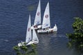 View of Dnieper river and sailboats floating