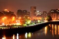 View of the Dnipro city Embankment at night Royalty Free Stock Photo