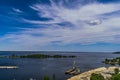 The view on the Dnipro river near the hill in the Trypillya village