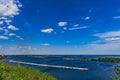 The view on the Dnipro river near the hill in the Trypillya village