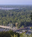View of Dnipro river, Truhanov island with beach, bridges. Kyiv, Ukraine Royalty Free Stock Photo