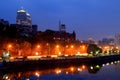 View of the Dnipropetrovsk Embankment in evening