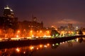 View of the Dnipropetrovsk Embankment in evening