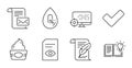 View document, Feather and No alcohol icons set. Seo, Tick and Product knowledge signs. Vector Royalty Free Stock Photo