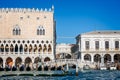 View of the Doge`s Palace and Bridge of Sighs from the Grand Canal in Venice, Italy Royalty Free Stock Photo