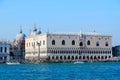 View of Doge`s Palace and embankment from side of San Marco bay, Venice, Italy Royalty Free Stock Photo