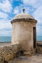 View of dome of historic castle of San Felipe De Barajas on a hill overlooking the Spanish colonial city of Cartagena de