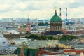 View of the dome of the Kazan Cathedral from the colonnade of St. Isaac`s Cathedral in St. Petersburg, Russia