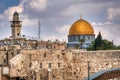 View of the Dome of the Rock across Western Wall Square in Jerusalem Royalty Free Stock Photo