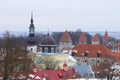 View of the Dome of the Transfiguration Church and the fortress towers of the old Tallinn, March day. Estonia Royalty Free Stock Photo