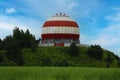 View of the dome-type building. Communication tower Royalty Free Stock Photo