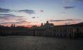 View of the domes of the La Compania church from the Plaza de San Francisco at dawn