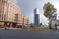 View of Dong Khoi street in front of Saigon Opera House with green park and the entrance to Ben Thanh - Suoi Tien metro station Royalty Free Stock Photo