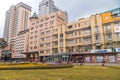 View of Dong Khoi street in front of Saigon Opera House with green park and the entrance to Ben Thanh - Suoi Tien metro station Royalty Free Stock Photo