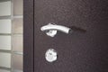 View Of Door Lock System Mechanism,a Safety Measure. Door Lock Home Security. Door Handle, Door Lock. Security Measure