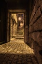 View from a door to a stairs in an old village stone town Royalty Free Stock Photo