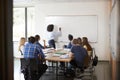 View Through Doorway Of High School Tutor At Whiteboard Teaching Maths Class Royalty Free Stock Photo