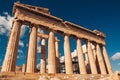 View of doric columns in the eastern side of the Parthenon Royalty Free Stock Photo