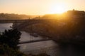 View of Douro river and Dom Luis I bridge during sunset, Porto Royalty Free Stock Photo
