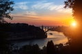 View of Douro river from Jardins do Palacio de Cristal at sunset, Porto