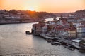 View of Douro river at Porto, Portugal. Porto is the second largest city in Portugal. Porto, Portugal. Panoramic view of Old Porto Royalty Free Stock Photo
