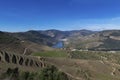 View of Douro Valley with the Pinhao village, terraced vineyards and the Douro River, in Portugal