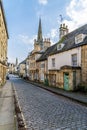 A view down Barn Lane in the town of Stamford, Lincolnshire, UK
