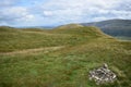 View down Beda Fell from cairn indicating junction