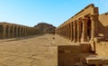 A view down the colonnaded temple on Philae Island on the Nile near Aswan, Egypt Royalty Free Stock Photo