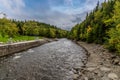 A view down the Corner Brook Stream at the Margaret? Bowater Park at Corner Brook in Newfoundland, Canada Royalty Free Stock Photo