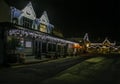 A view down the harbour road at night in Saundersfoot village in Wales Royalty Free Stock Photo