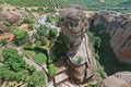 The view down from The Holy Monastery of Varlaam in the Meteora complex, Greece Royalty Free Stock Photo